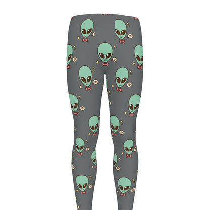Cute Alien With Bow Tie Print Men's leggings