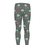 Cute Alien With Bow Tie Print Men's leggings