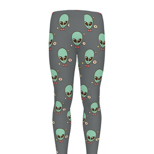 Cute Alien With Bow Tie Print Men's leggings