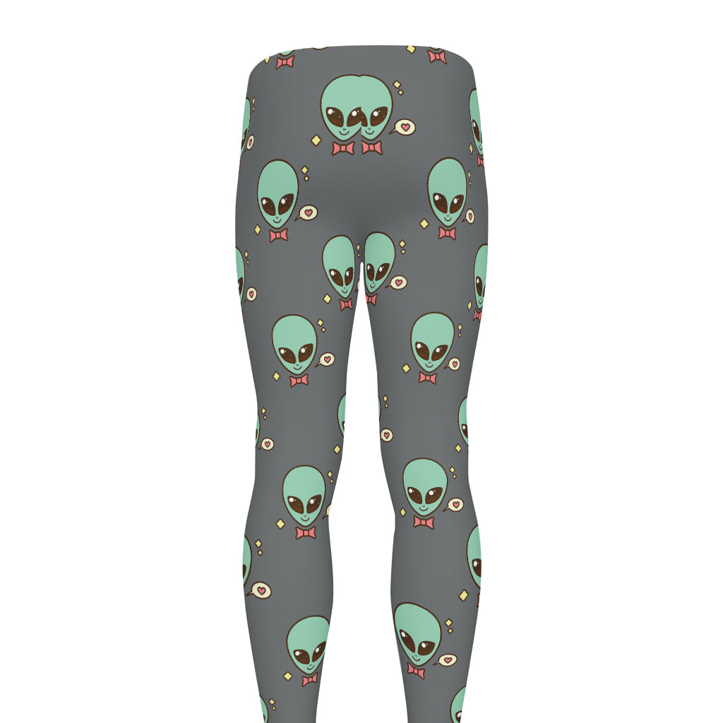 Cute Alien With Bow Tie Print Men's leggings