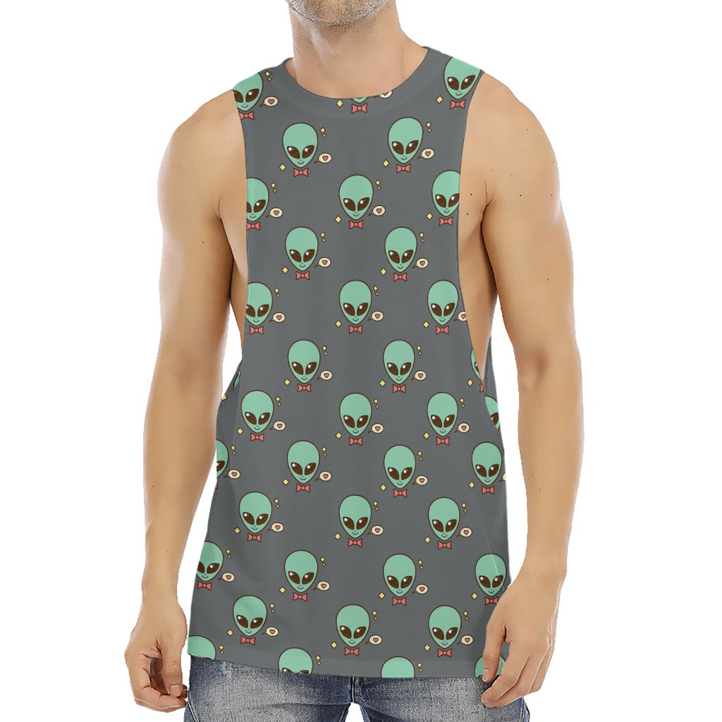 Cute Alien With Bow Tie Print Men's Muscle Tank Top