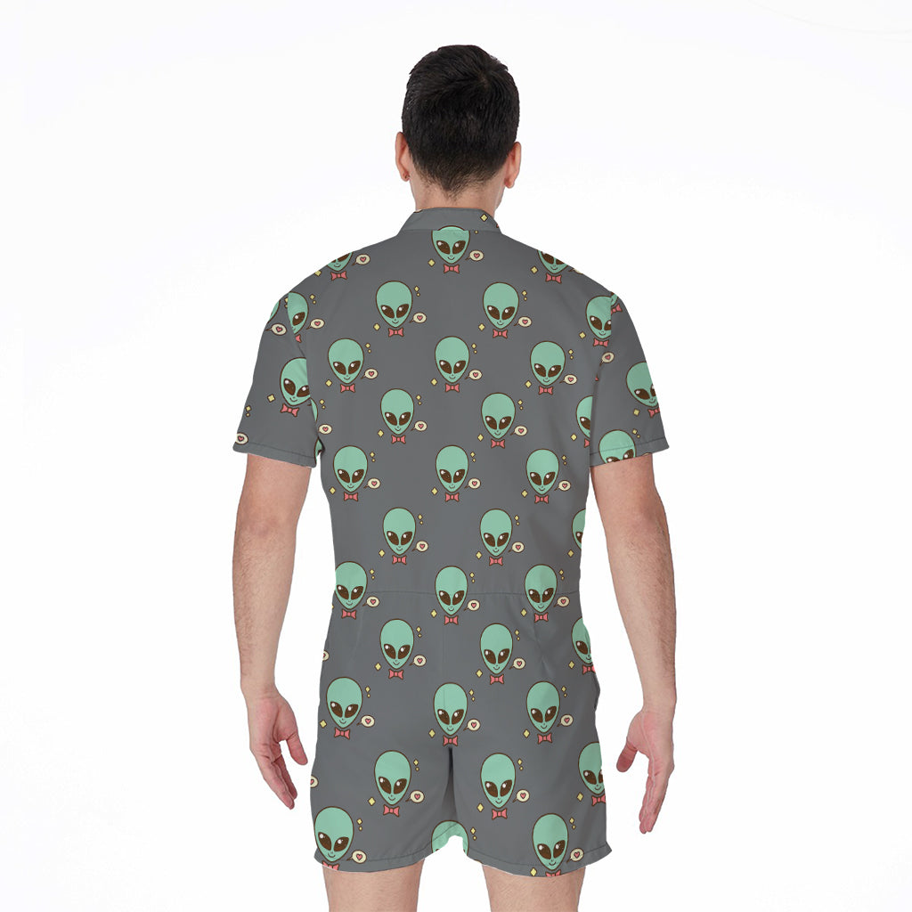 Cute Alien With Bow Tie Print Men's Rompers