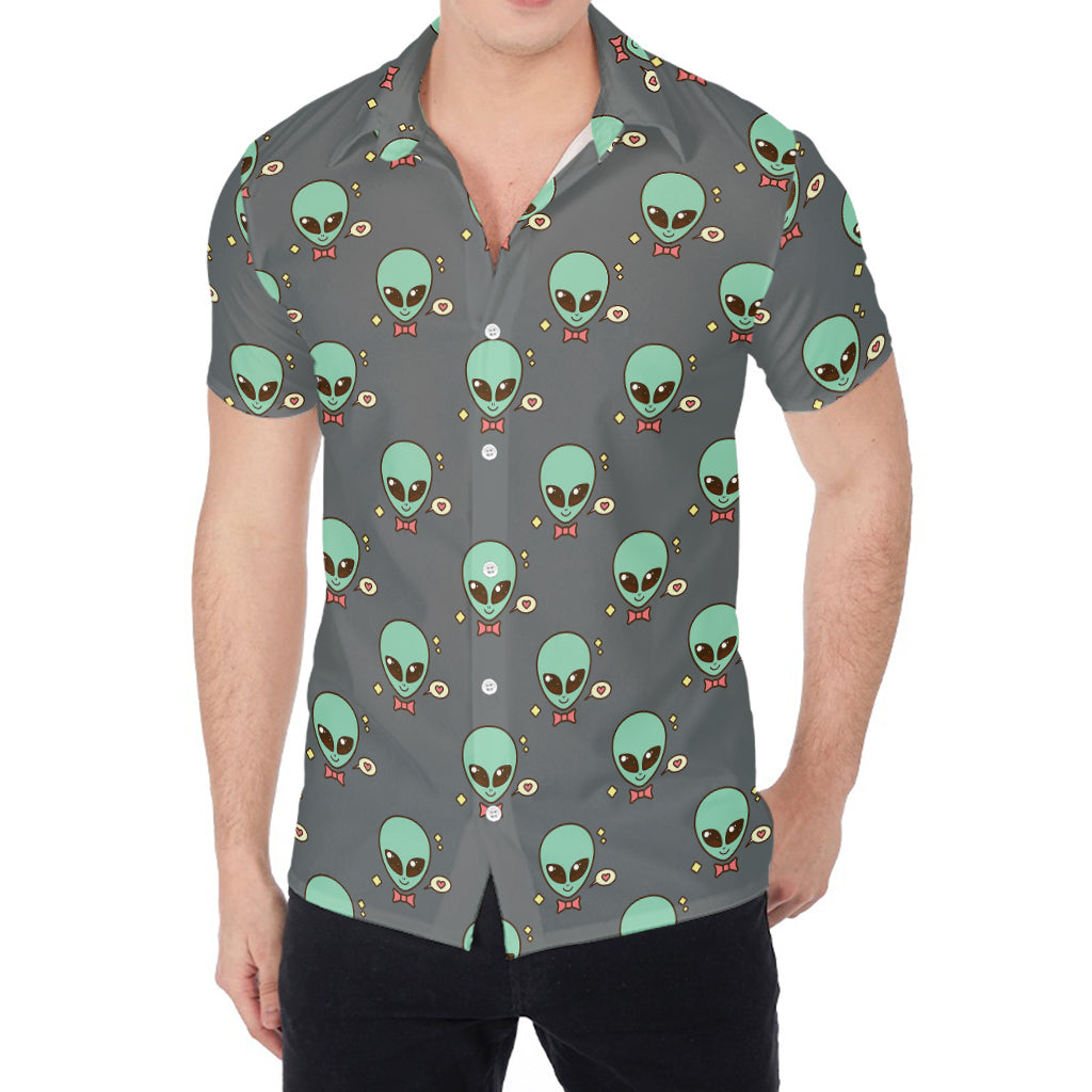 Cute Alien With Bow Tie Print Men's Shirt