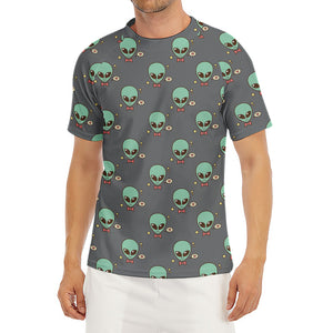 Cute Alien With Bow Tie Print Men's Short Sleeve Rash Guard