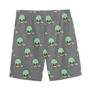 Cute Alien With Bow Tie Print Men's Sports Shorts