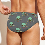 Cute Alien With Bow Tie Print Men's Swim Briefs