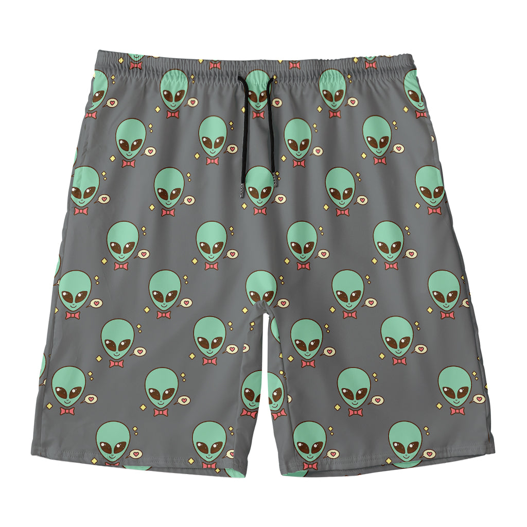 Cute Alien With Bow Tie Print Men's Swim Trunks