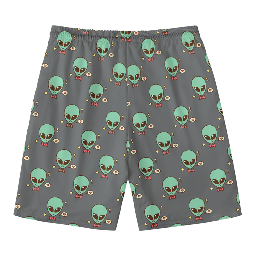 Cute Alien With Bow Tie Print Men's Swim Trunks