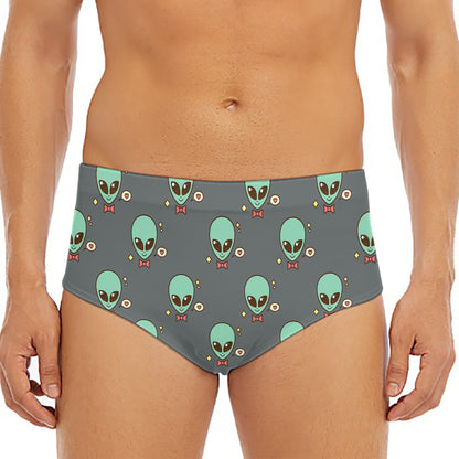 Cute Alien With Bow Tie Print Men's Triangle Swim Briefs