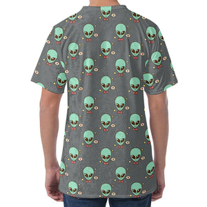 Cute Alien With Bow Tie Print Men's Velvet T-Shirt