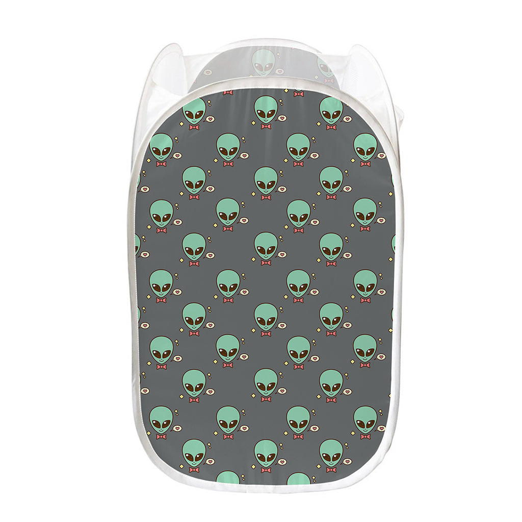 Cute Alien With Bow Tie Print Mesh Laundry Hamper