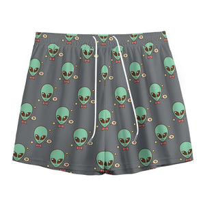 Cute Alien With Bow Tie Print Mesh Shorts