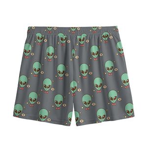 Cute Alien With Bow Tie Print Mesh Shorts