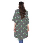 Cute Alien With Bow Tie Print Open Front Beach Cover Up