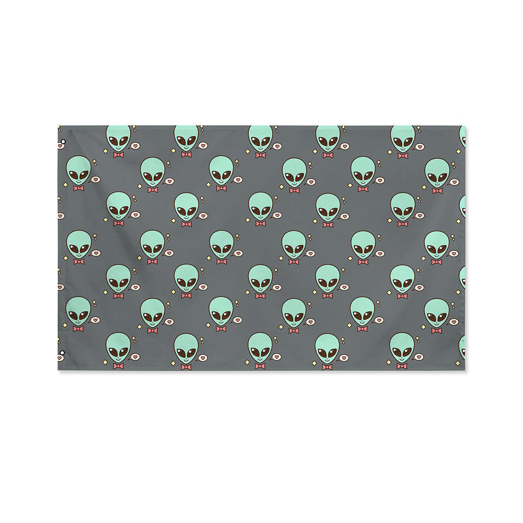Cute Alien With Bow Tie Print Polyester Flag