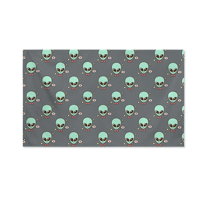 Cute Alien With Bow Tie Print Polyester Flag