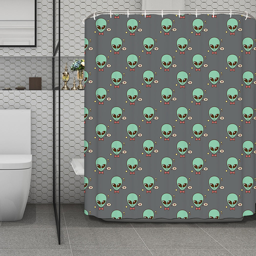 Cute Alien With Bow Tie Print Polyester Shower Curtain
