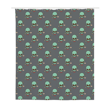 Cute Alien With Bow Tie Print Polyester Shower Curtain