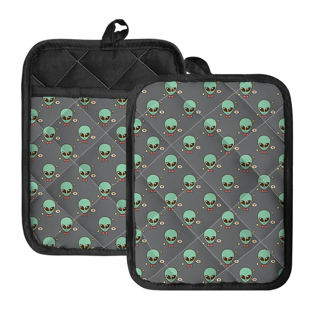 Cute Alien With Bow Tie Print Pot Holders With Pocket
