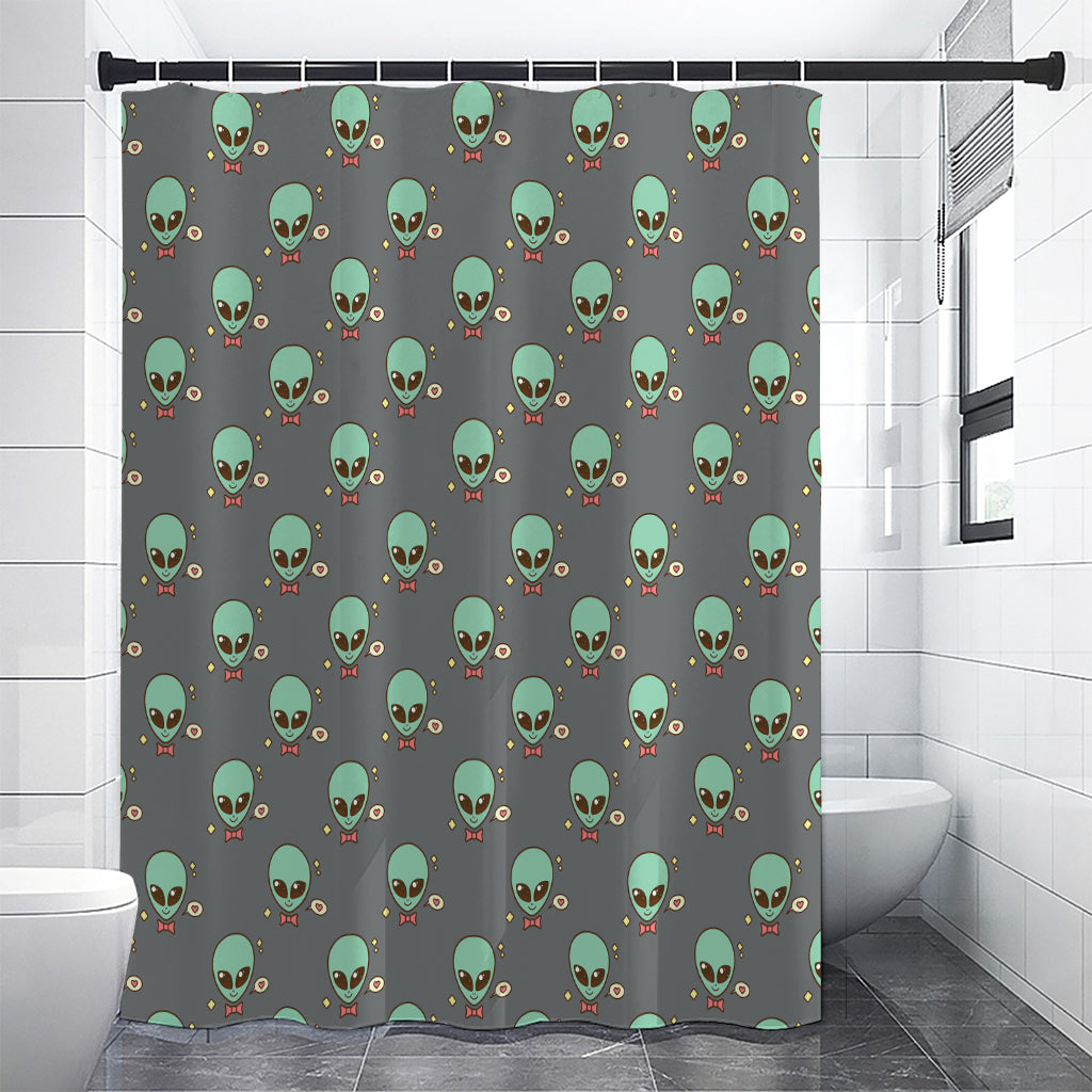 Cute Alien With Bow Tie Print Premium Shower Curtain