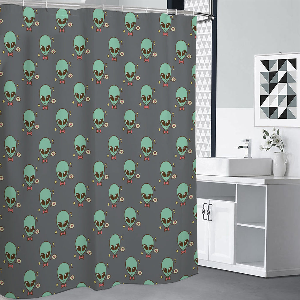 Cute Alien With Bow Tie Print Premium Shower Curtain