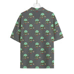 Cute Alien With Bow Tie Print Rayon Hawaiian Shirt