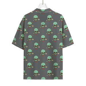 Cute Alien With Bow Tie Print Rayon Hawaiian Shirt