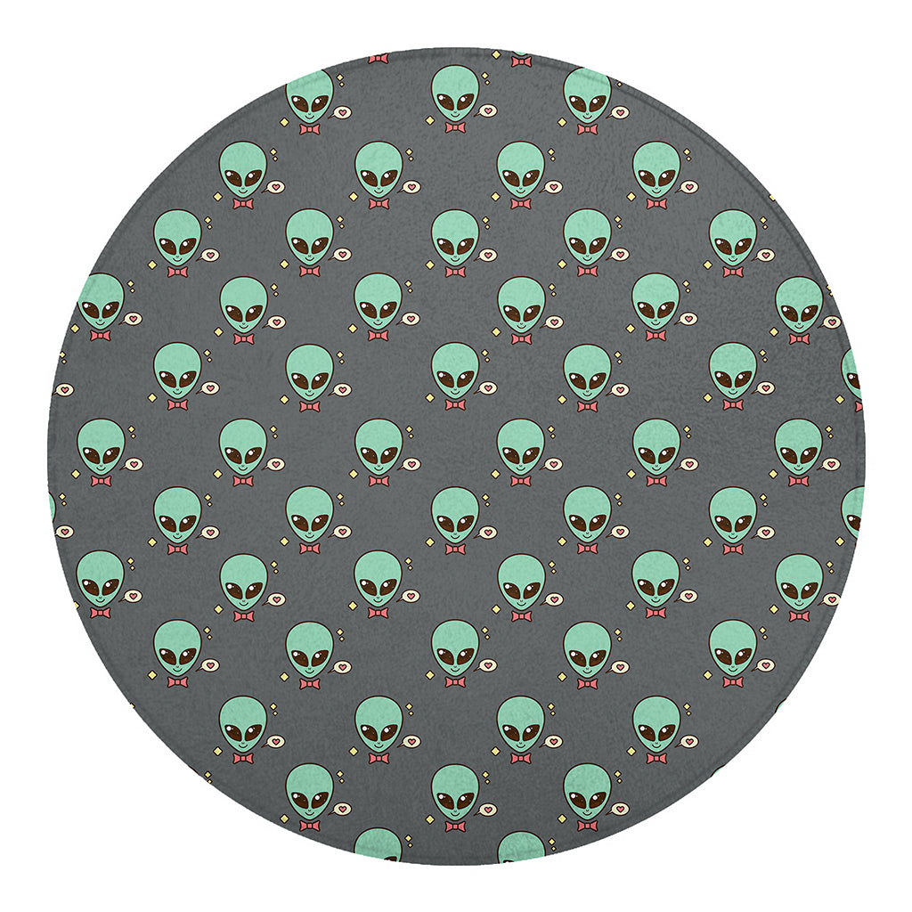 Cute Alien With Bow Tie Print Round Blanket