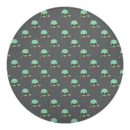 Cute Alien With Bow Tie Print Round Blanket