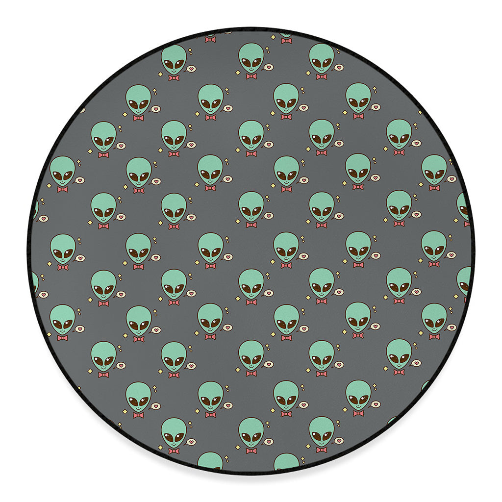 Cute Alien With Bow Tie Print Round Floor Mat