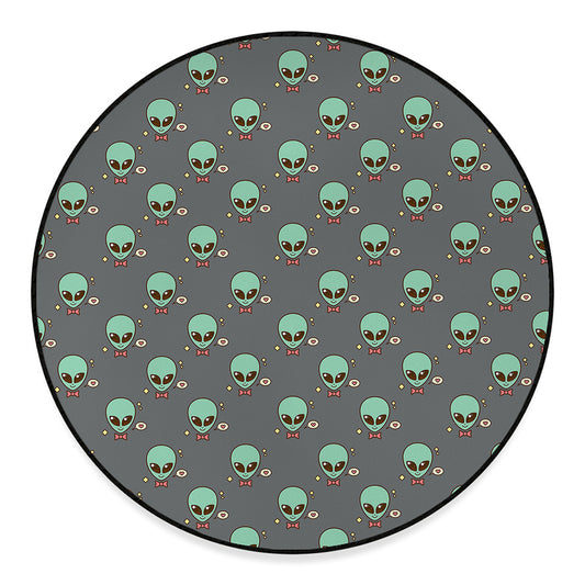 Cute Alien With Bow Tie Print Round Floor Mat