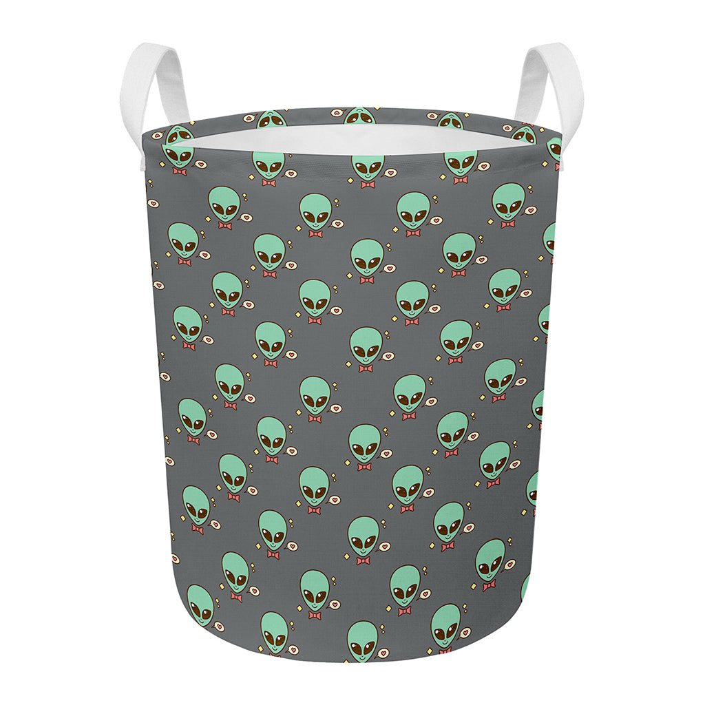 Cute Alien With Bow Tie Print Round Laundry Basket