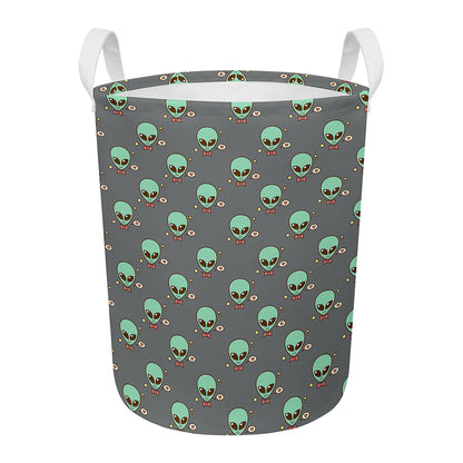 Cute Alien With Bow Tie Print Round Laundry Basket