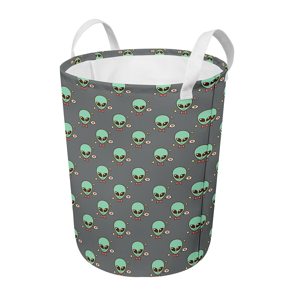 Cute Alien With Bow Tie Print Round Laundry Basket