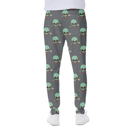 Cute Alien With Bow Tie Print Scuba Joggers