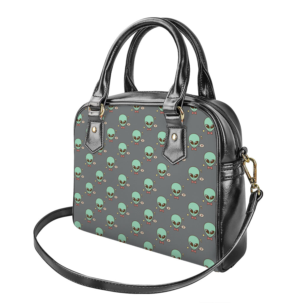 Cute Alien With Bow Tie Print Shoulder Handbag