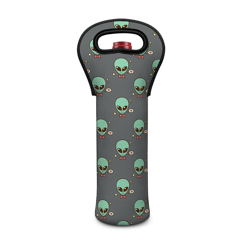 Cute Alien With Bow Tie Print Single Neoprene Wine Tote