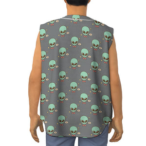 Cute Alien With Bow Tie Print Sleeveless Baseball Jersey