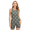 Cute Alien With Bow Tie Print Sleeveless One Piece Swimsuit