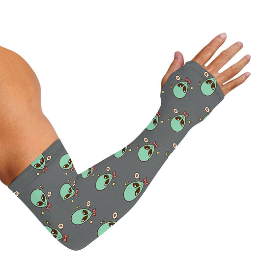 Cute Alien With Bow Tie Print Sun Protection Arm Sleeves