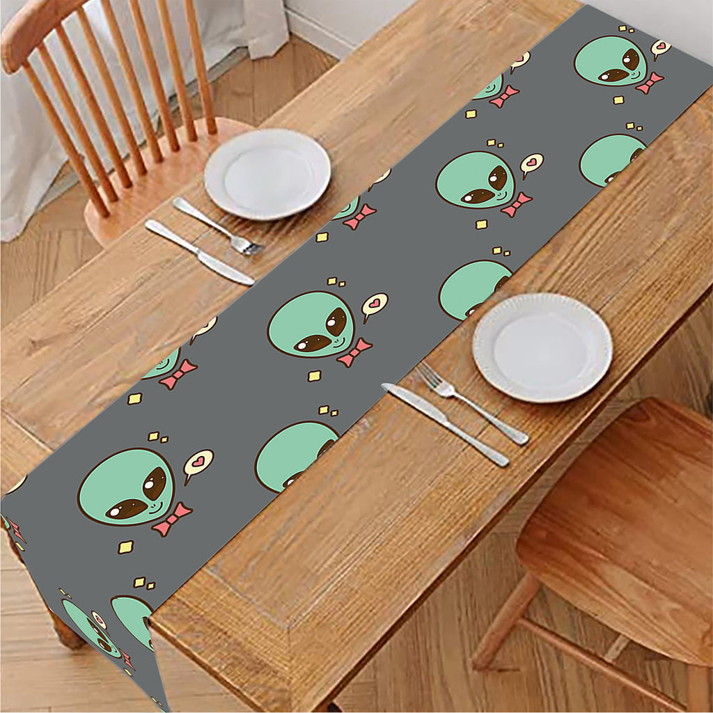 Cute Alien With Bow Tie Print Table Runner