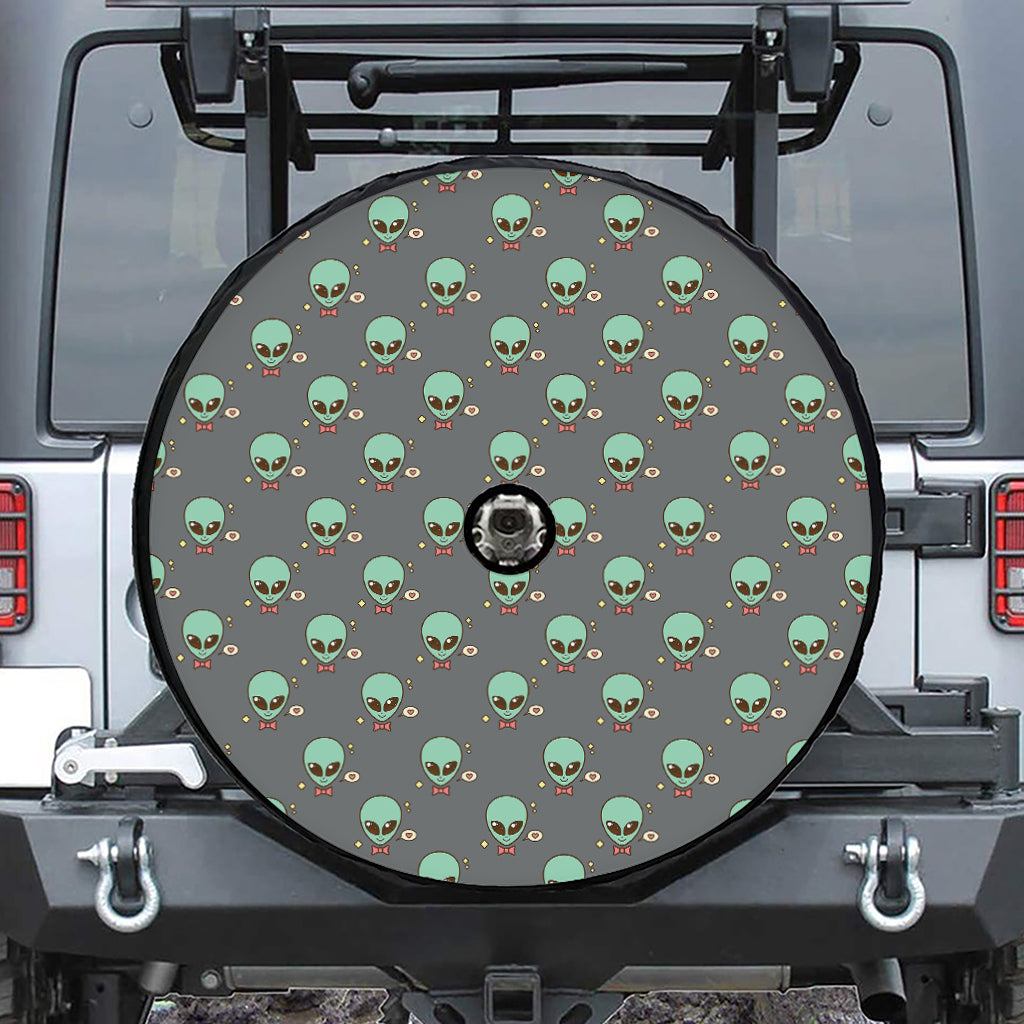Cute Alien With Bow Tie Print Tire Cover With Camera Hole