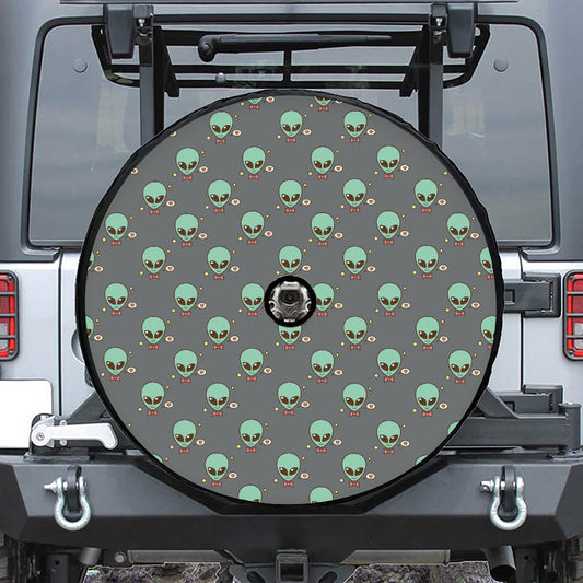 Cute Alien With Bow Tie Print Tire Cover With Camera Hole