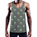 Cute Alien With Bow Tie Print Men's Workout Tank Top