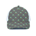 Cute Alien With Bow Tie Print White Mesh Trucker Hat