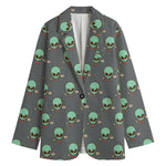 Cute Alien With Bow Tie Print Women's Blazer