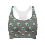 Cute Alien With Bow Tie Print Women's Sports Bra