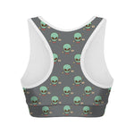 Cute Alien With Bow Tie Print Women's Sports Bra