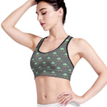 Cute Alien With Bow Tie Print Women's Sports Bra