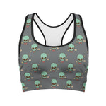 Cute Alien With Bow Tie Print Women's Sports Bra